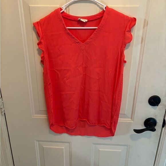 Kate Spade Live Colorfully Orange V Neck Flutter Sleeve Top size S - Picture 4 of 4